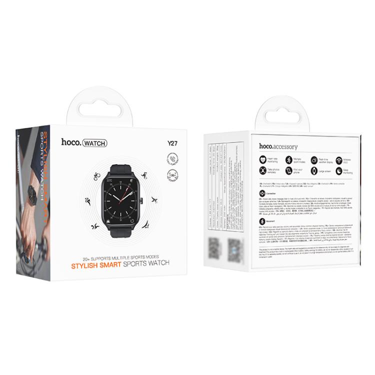 hoco Y27 1.95 inch Screen IPX4 Waterproof Smart Sports Watch, Call Version, Y27