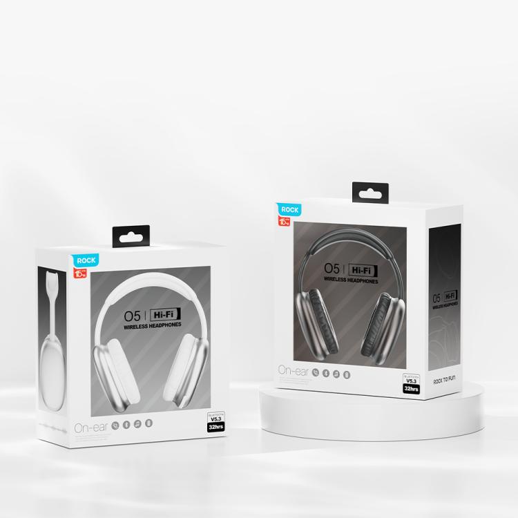 ROCK O5 Head-mounted Bluetooth 5.3 Wireless Headphones, O5 (Silver), O5 (Grey)