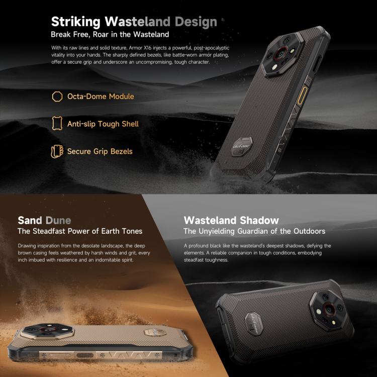 Ulefone Armor X16, 6GB+128GB, Night Vision, IP68/IP69K Rugged Phone, 6.56 inch Android 15 MediaTek Helio G91 Octa Core, Network: 4G, NFC, OTG