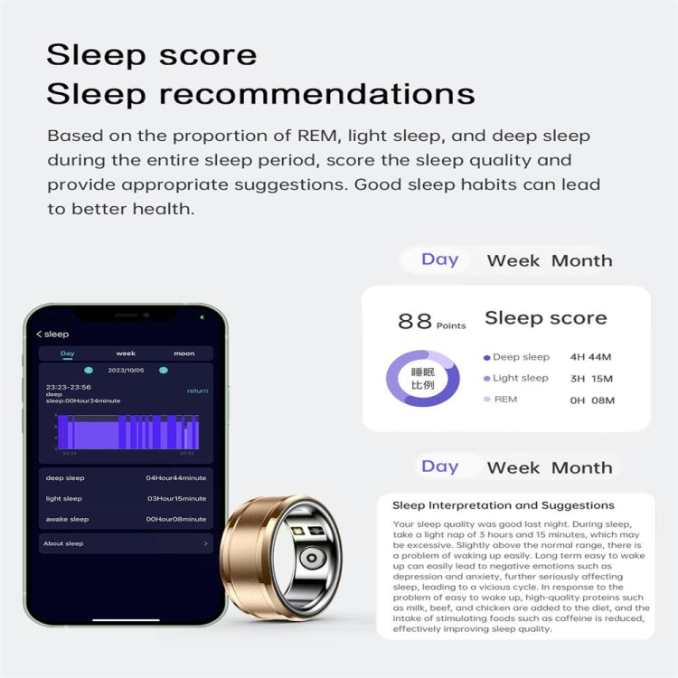 R3 SIZE 18 Smart Ring, Support Heart Rate / Blood Oxygen / Sleep Monitoring, SIZE 18