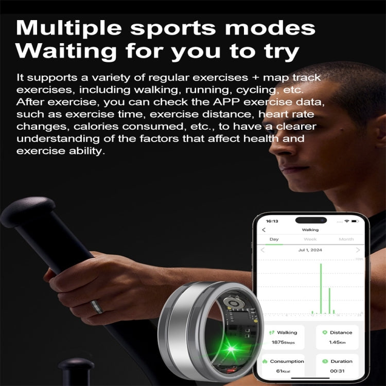 R18 SIZE 9 Smart Ring, Support Heart Rate / Blood Oxygen / Sleep/ Multiple Sports Modes