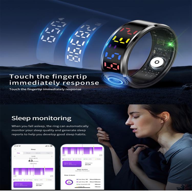 R12 SIZE 8 Smart Ring, Support Heart Rate / Blood Oxygen / Sleep / Multiple Sports Modes