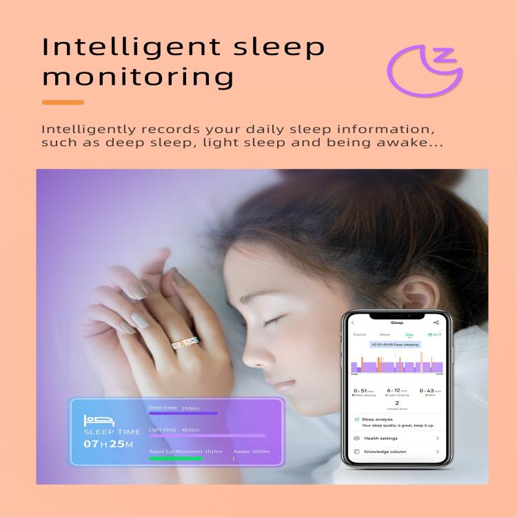R18 SIZE 9 Smart Ring, Support Heart Rate / Blood Oxygen / Sleep / Care For Faimilies
