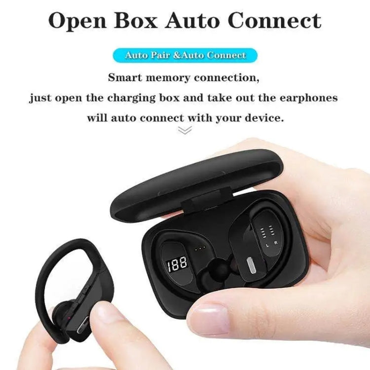 TWS Ear-mounted Noise Reduction LED Dual-battery Display Bluetooth Earphones, T16 (Black), T16 (Blue), T17 (Black)